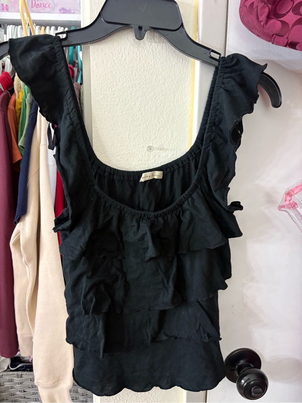Honey Punch Black Ruffled Tank Top